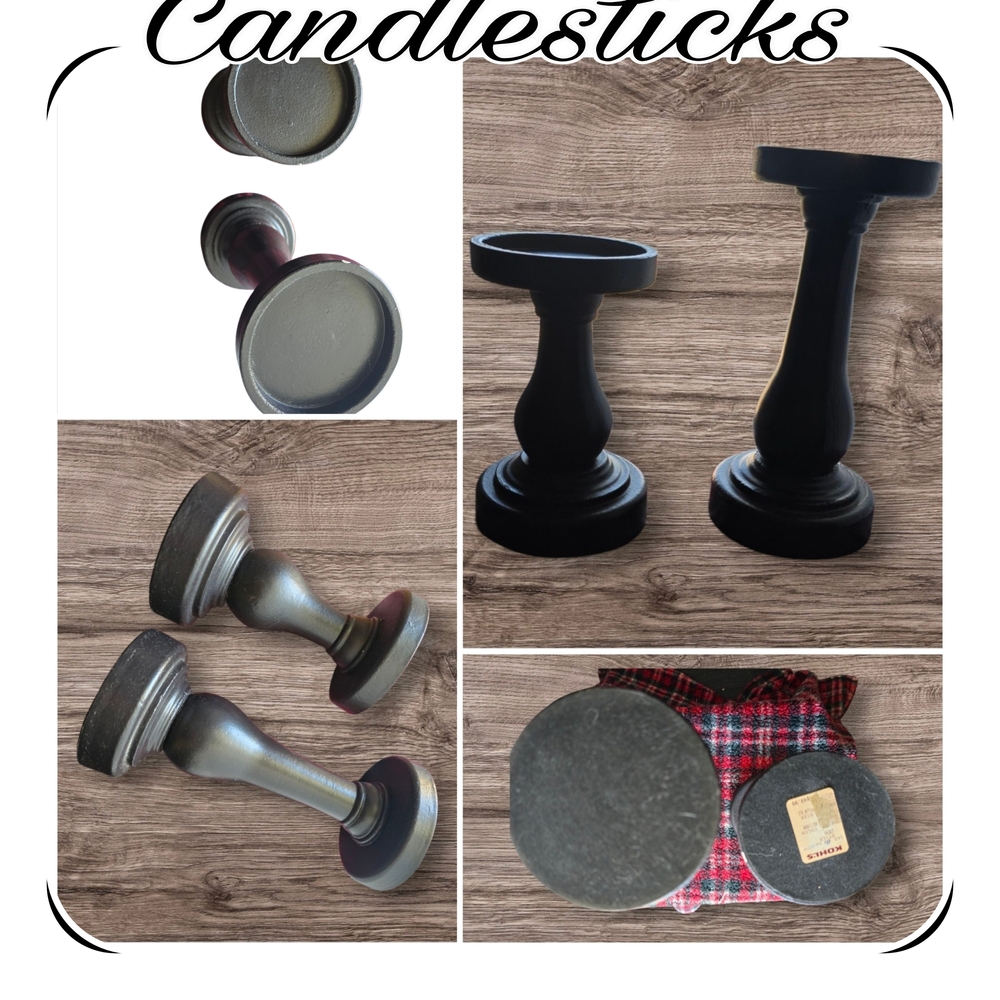 Candlesticks~Set Of 2, Elegant Black Wooden Candlesticks~EUC